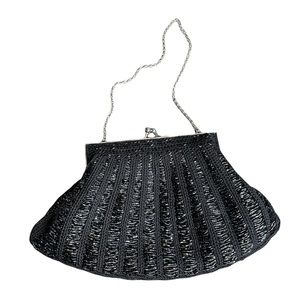 LA REGALE Vintage Black Beaded Purse